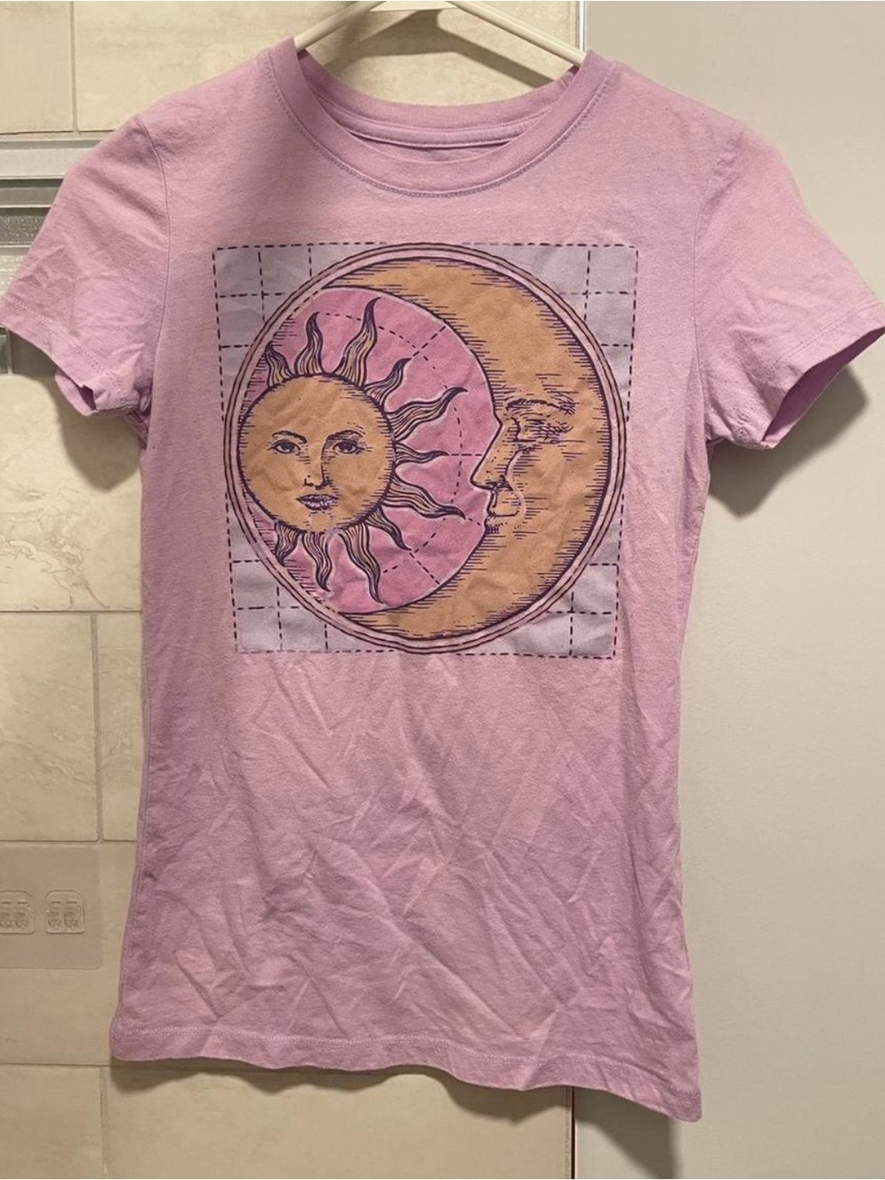 Women's Pink Sun & Moon Graphic Tee